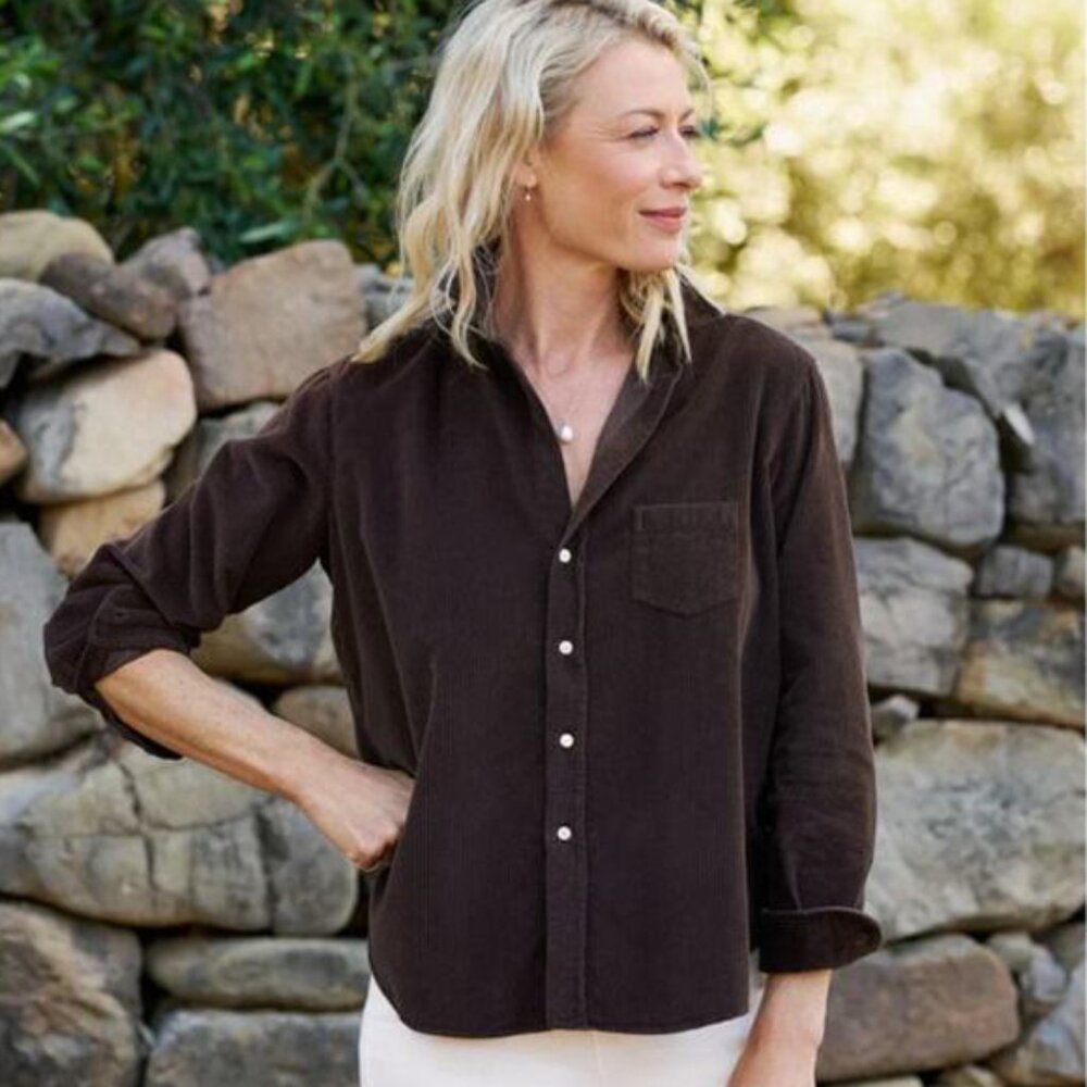 Frank & Eileen Luke Relaxed Corduroy Button Down Shirt Espresso Brown